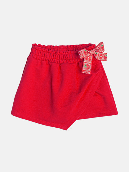 Conjunto Infantil Blusa Cherry e Shorts Saia Laço Lateral - Momi