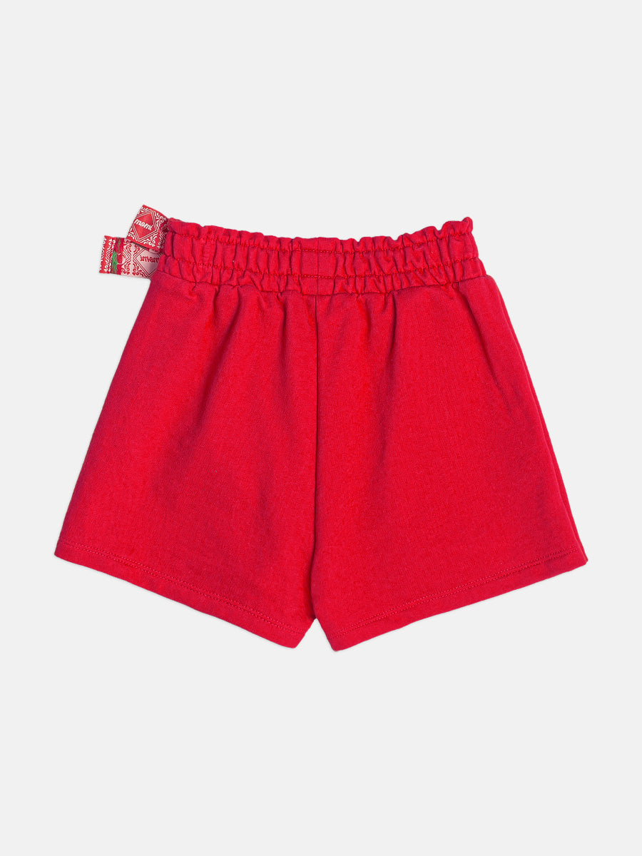 Conjunto Infantil Blusa Cherry e Shorts Saia Laço Lateral - Momi