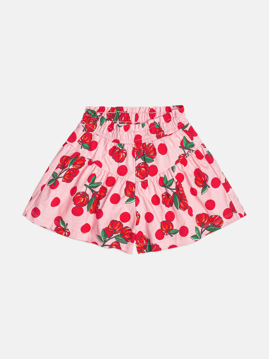 Conjunto Infantil Regata e Shorts Estampa Cherry Floral Off White - Momi