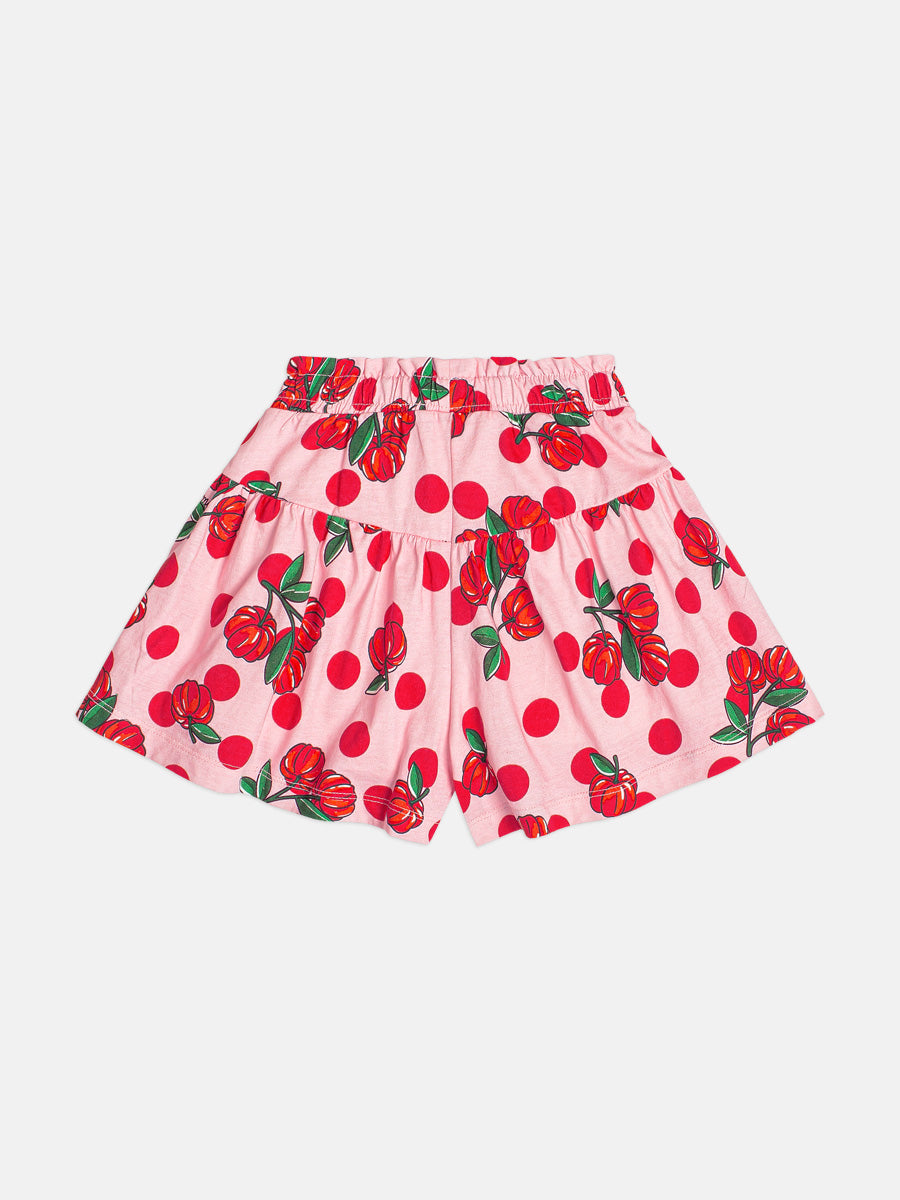 Conjunto Infantil Regata e Shorts Estampa Cherry Floral Off White - Momi