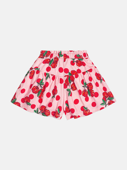 Conjunto Infantil Regata e Shorts Estampa Cherry Floral Off White - Momi