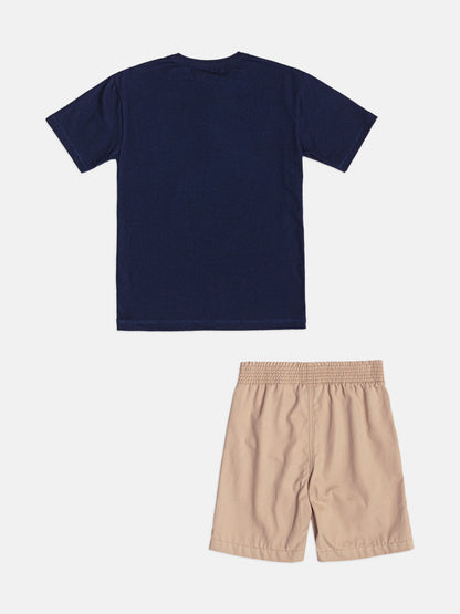 Conjunto Infantil T - Shirt Little Bear e Bermuda Azul Marinho - Youccie