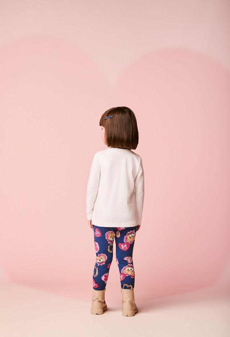 Conjunto Infantil Blusa Ursa Bolsa e Calça Legging Ursinhas Corações - Momi