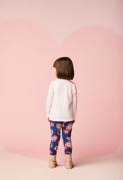 Conjunto Infantil Blusa Ursa Bolsa e Calça Legging Ursinhas Corações - Momi