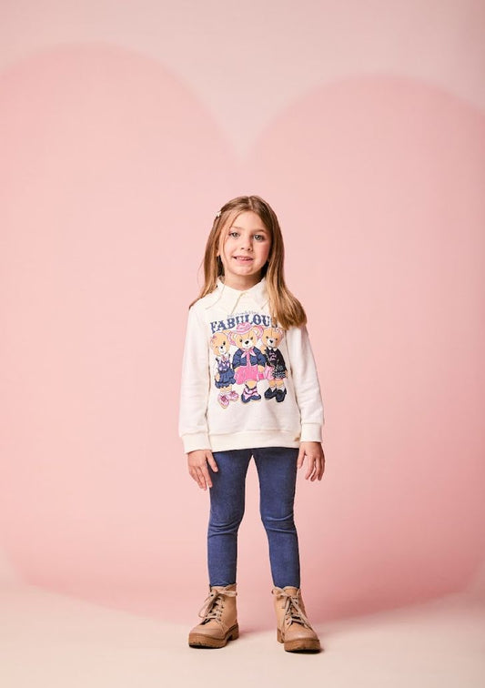 Conjunto Infantil Blusa Casaco Fabulous e Calça Legging Azul - Momi