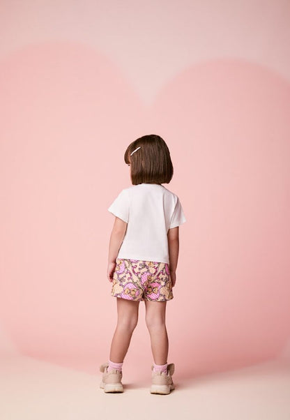Conjunto Infantil Blusa de Ursinha com Strass e Shorts Ursinhas - Momi