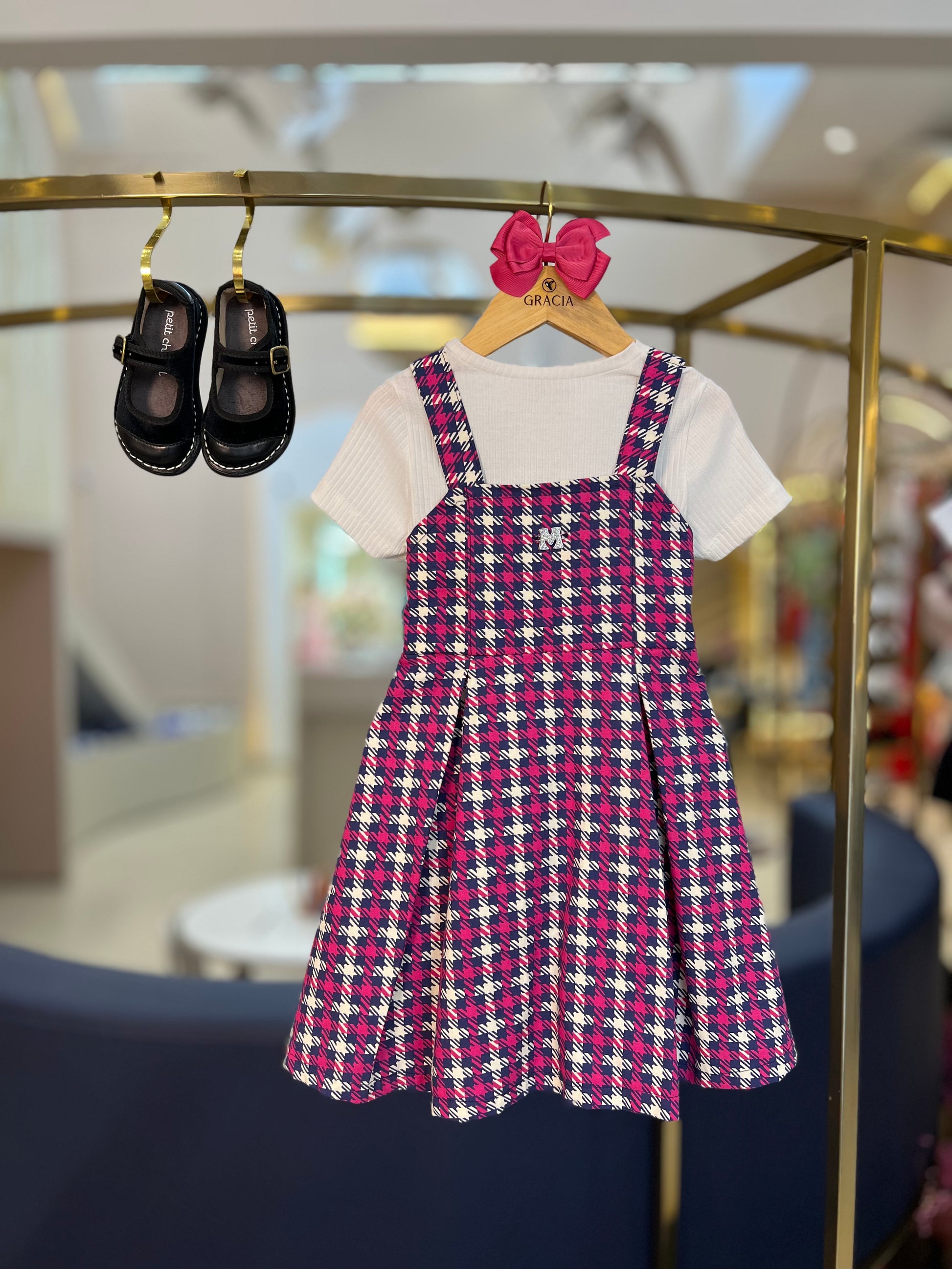 Vestido Pied Poule Pink - Momi - Gracia