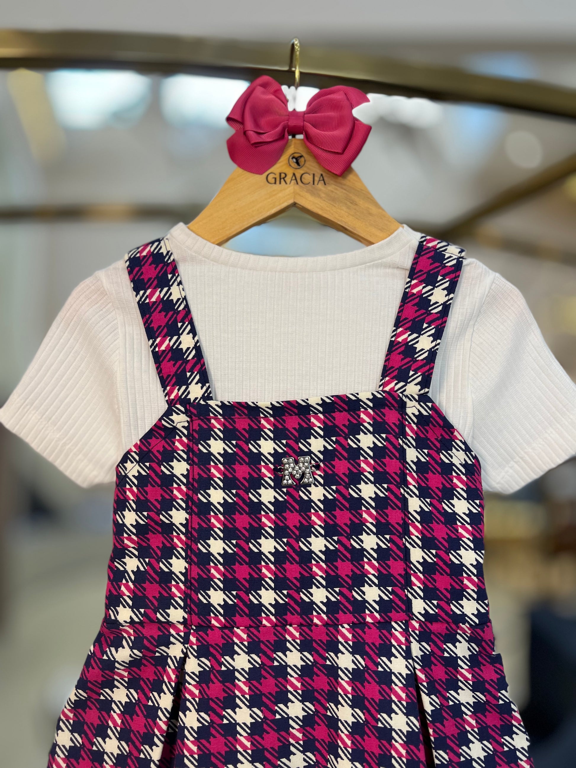 Vestido Pied Poule Pink - Momi - Gracia