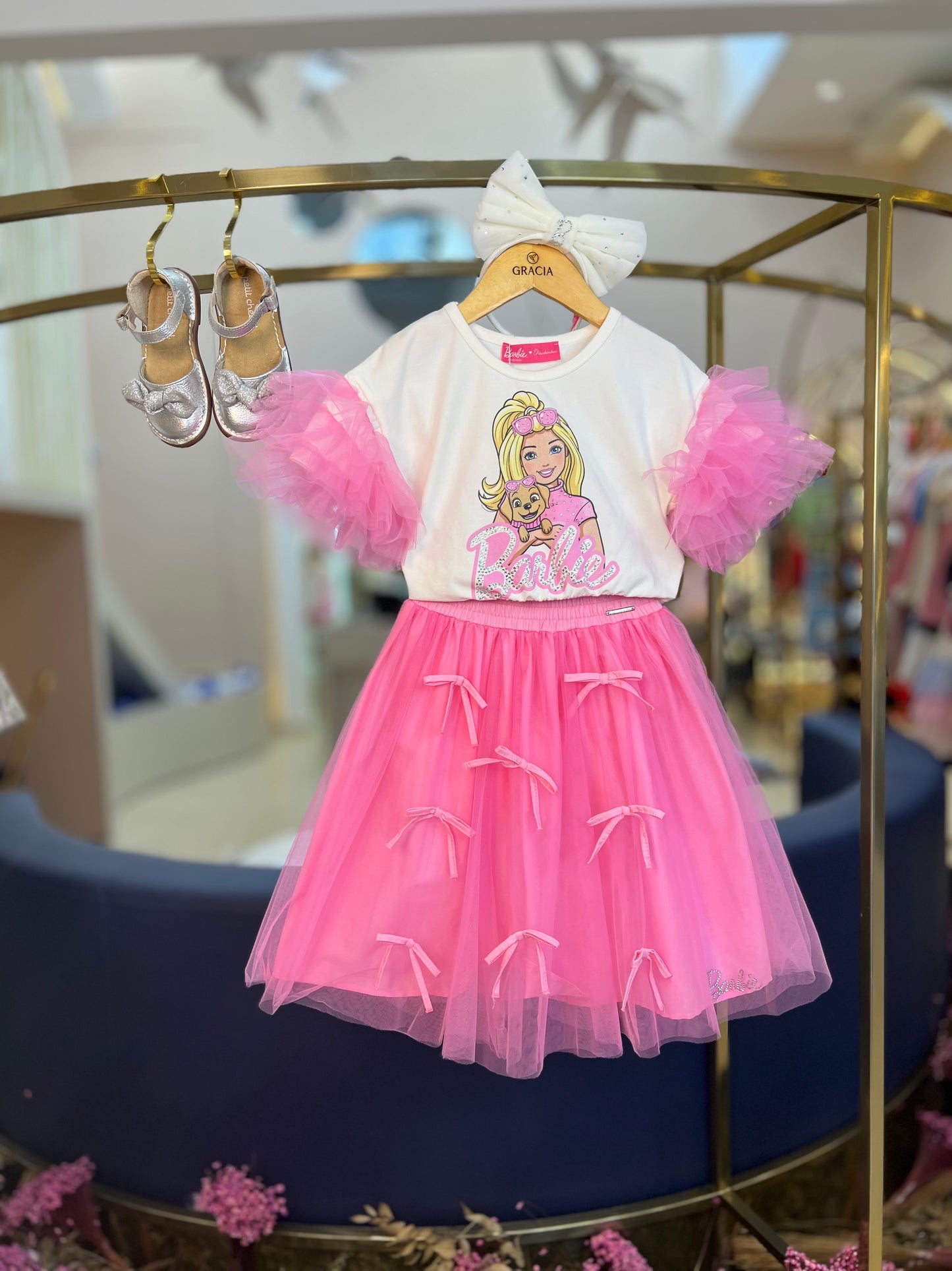 Blusa com Mangas de Tule - Barbie by Pituchinhus