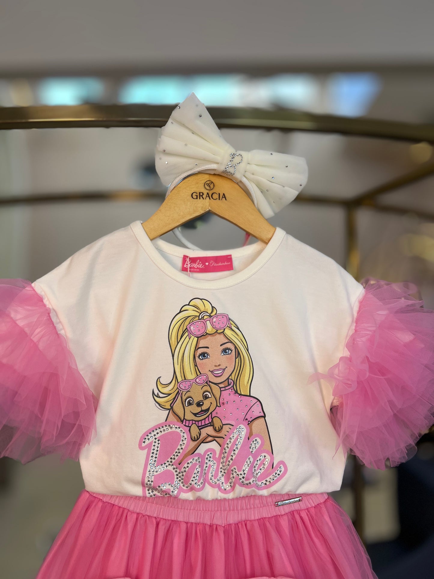 Blusa com Mangas de Tule - Barbie by Pituchinhus