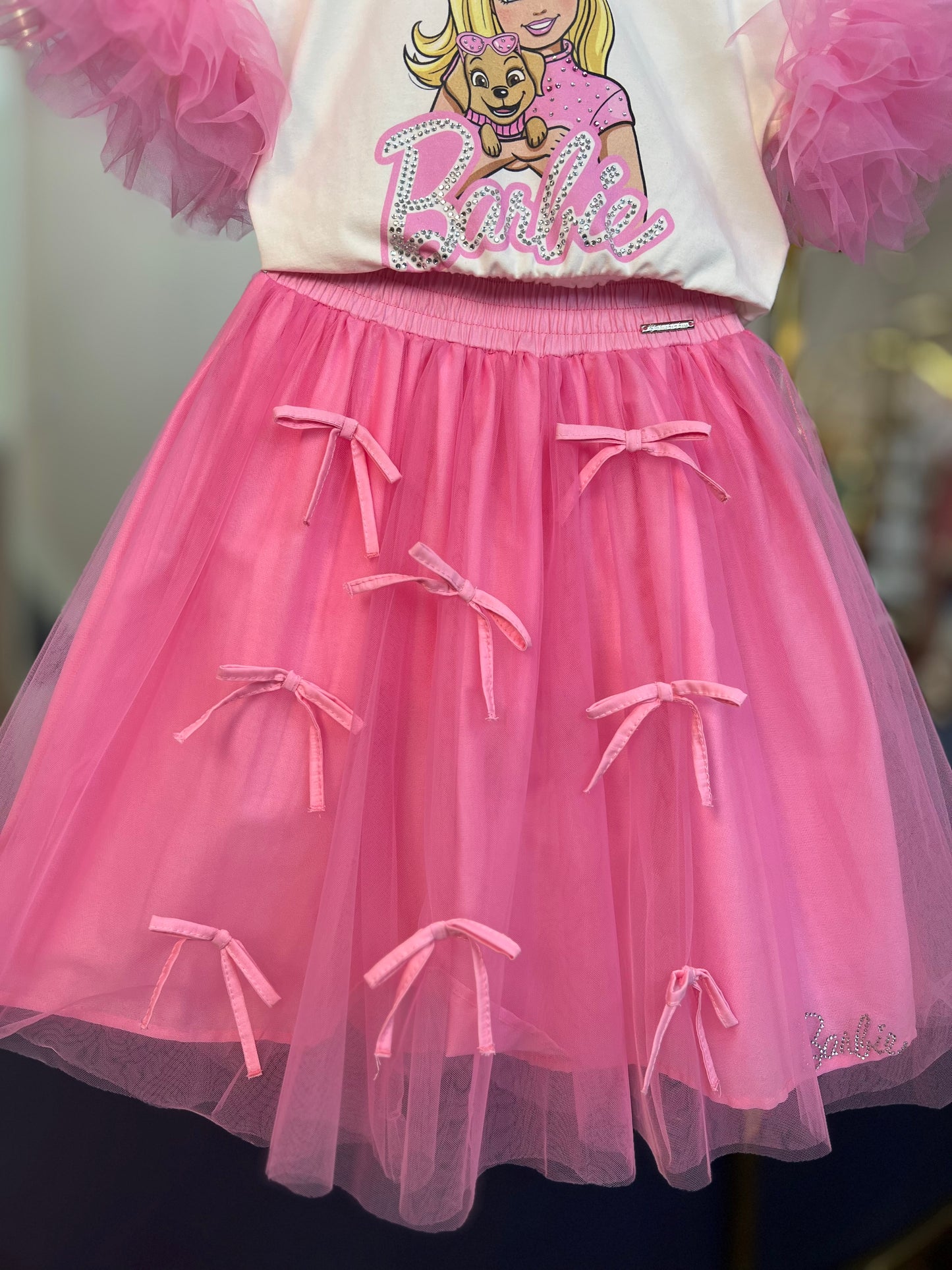 Blusa com Mangas de Tule - Barbie by Pituchinhus