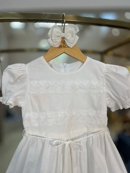 Vestido Infantil Midi Algodão com Renda Coração - Um Mais Um