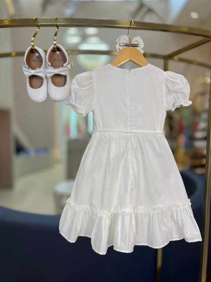 Vestido Infantil Midi Algodão com Renda Coração - Um Mais Um