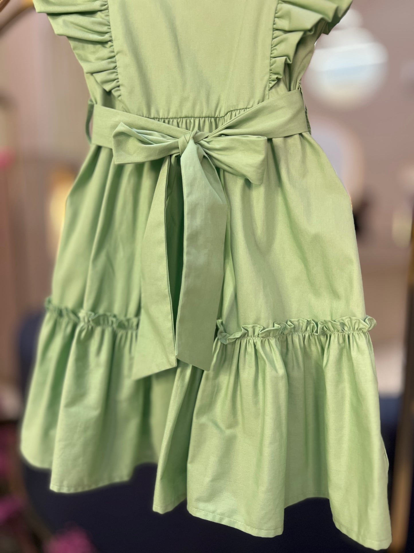 Vestido Infantil Midi Algodão Verde Claro - Um Mais Um