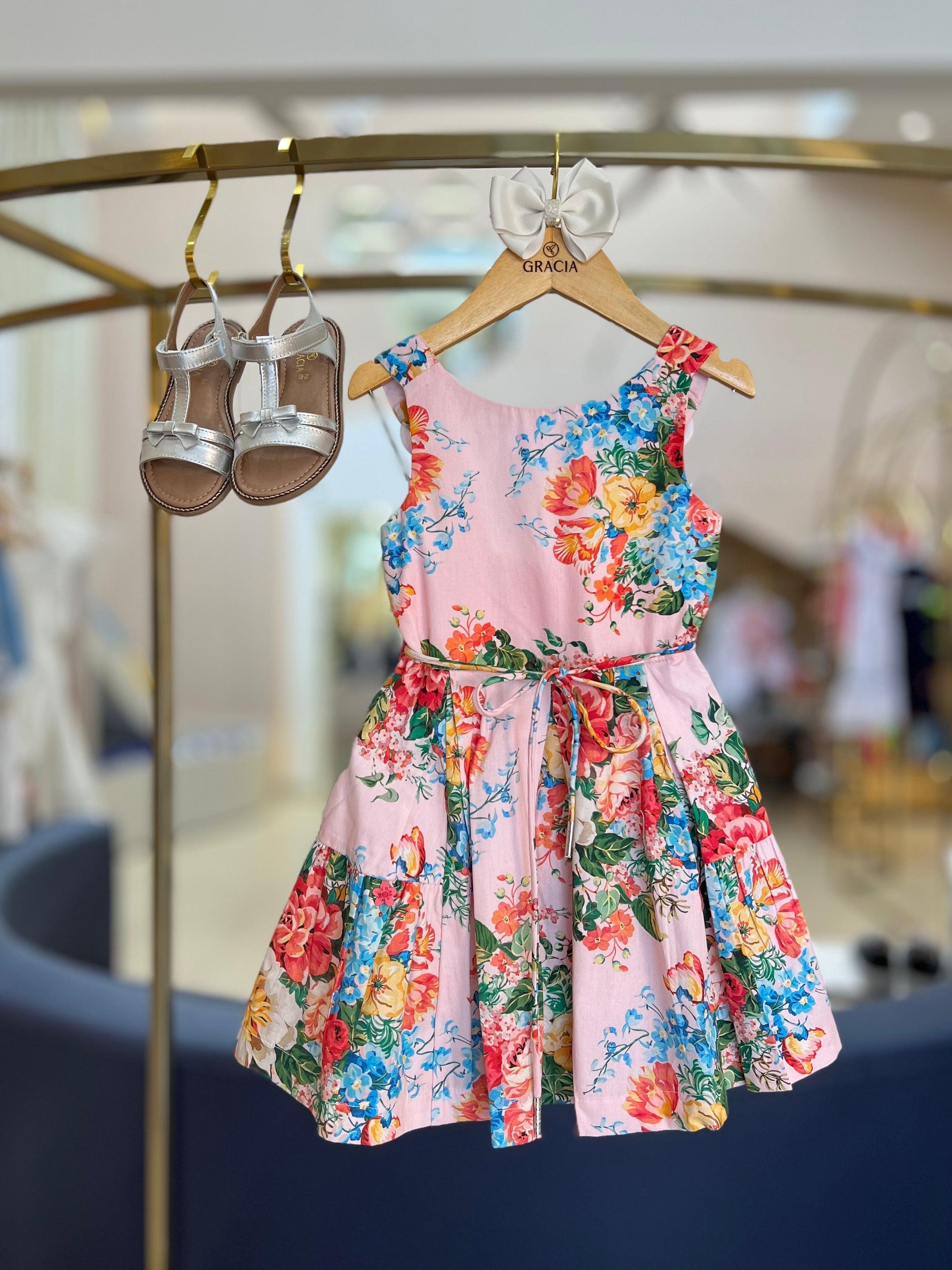 Vestido Pregas Flowers - 1+1 - Gracia