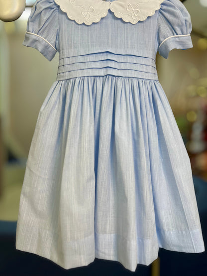 Vestido Infantil Glória Cambraia Orgânica Azul -  Gracia PRÉ-VENDA