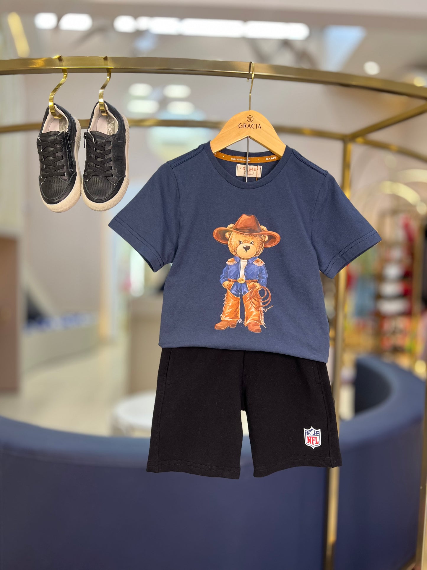 Bermuda Infantil Futebol NFL Preta - Dame