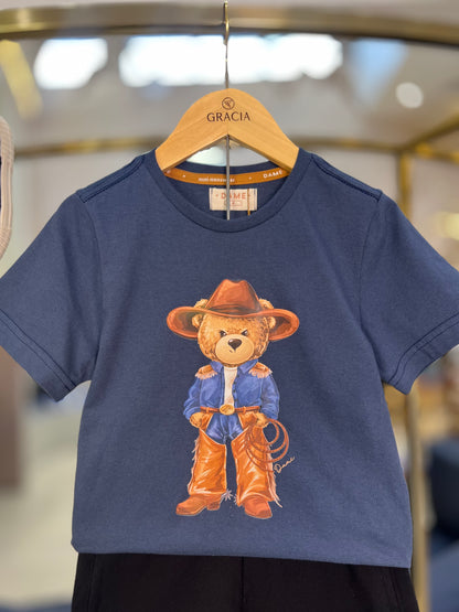Camiseta Infantil Teddy Cowboy Marinho - Dame