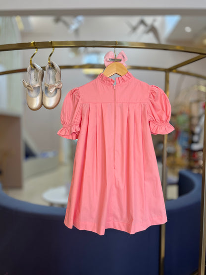 Vestido Infantil Manga Bufante Rosa - Luluzinha