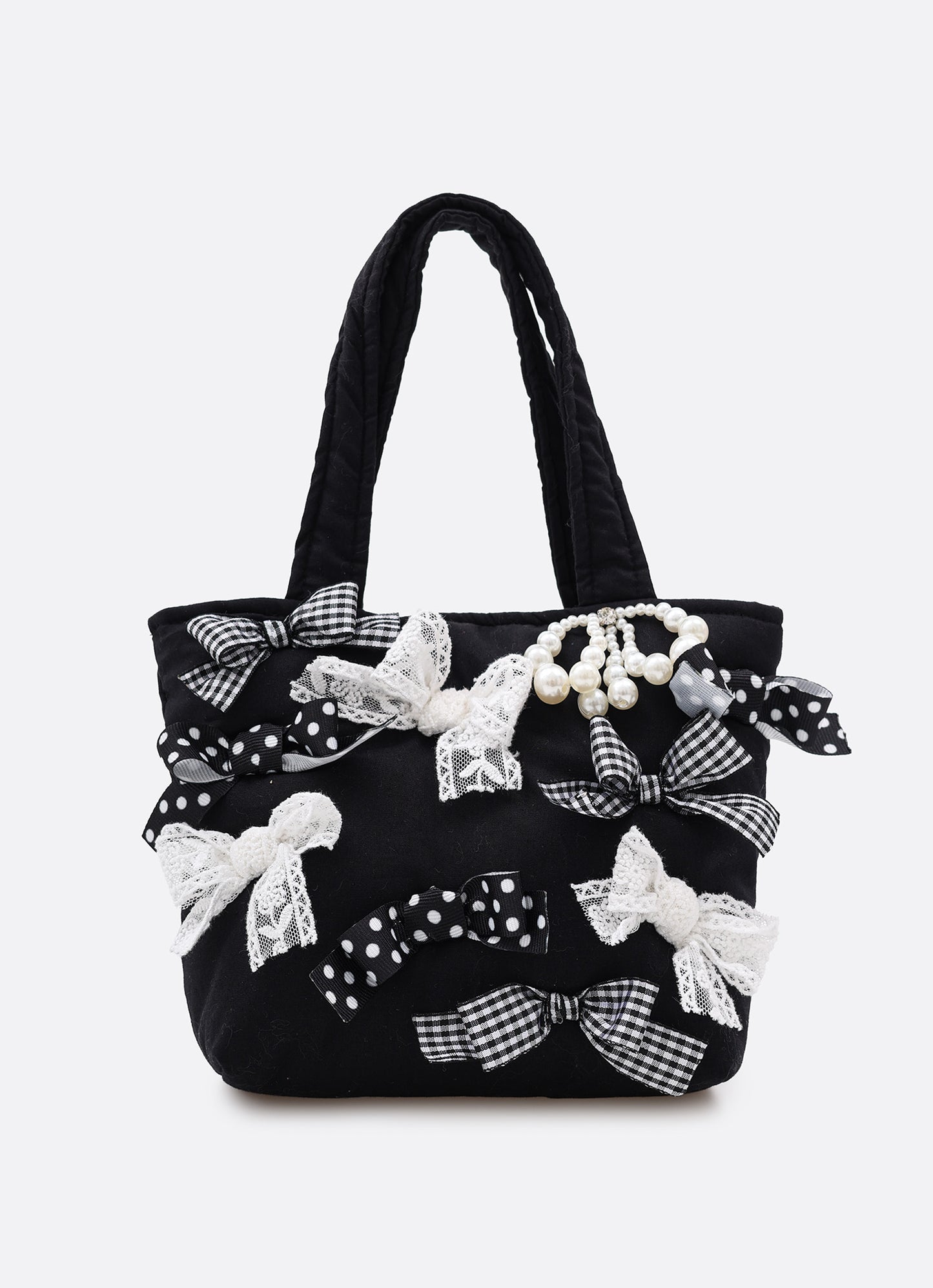 Bolsa Infantil Puffer Multi Laços Preto e Branco - Pituchinhus