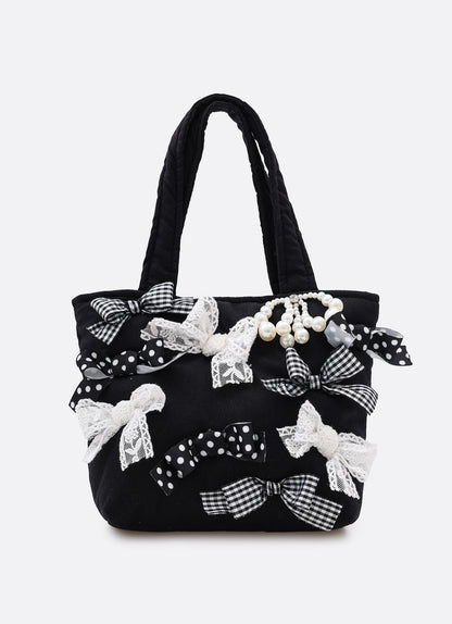 Bolsa Infantil Puffer Multi Laços Preto e Branco - Pituchinhus