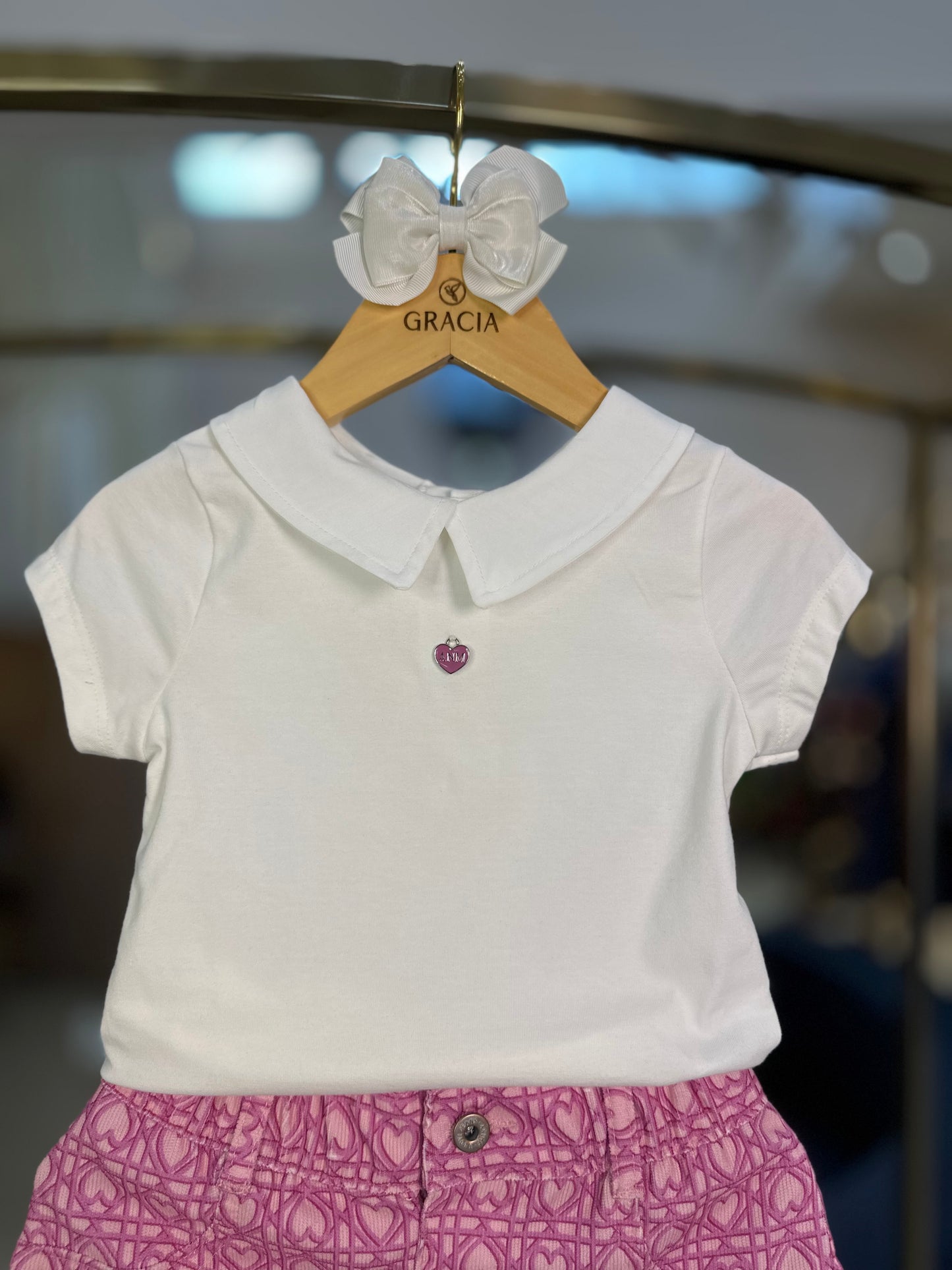 Conjunto Infantil Jaqueta, Blusa e Bermuda Corações Trancados - Animê