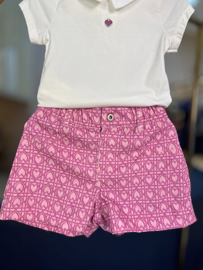 Conjunto Infantil Jaqueta, Blusa e Bermuda Corações Trancados - Animê