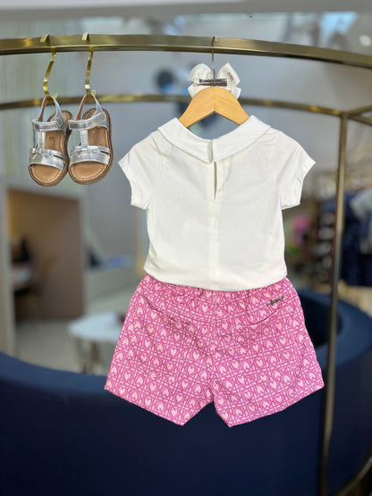 Conjunto Infantil Jaqueta, Blusa e Bermuda Corações Trancados - Animê