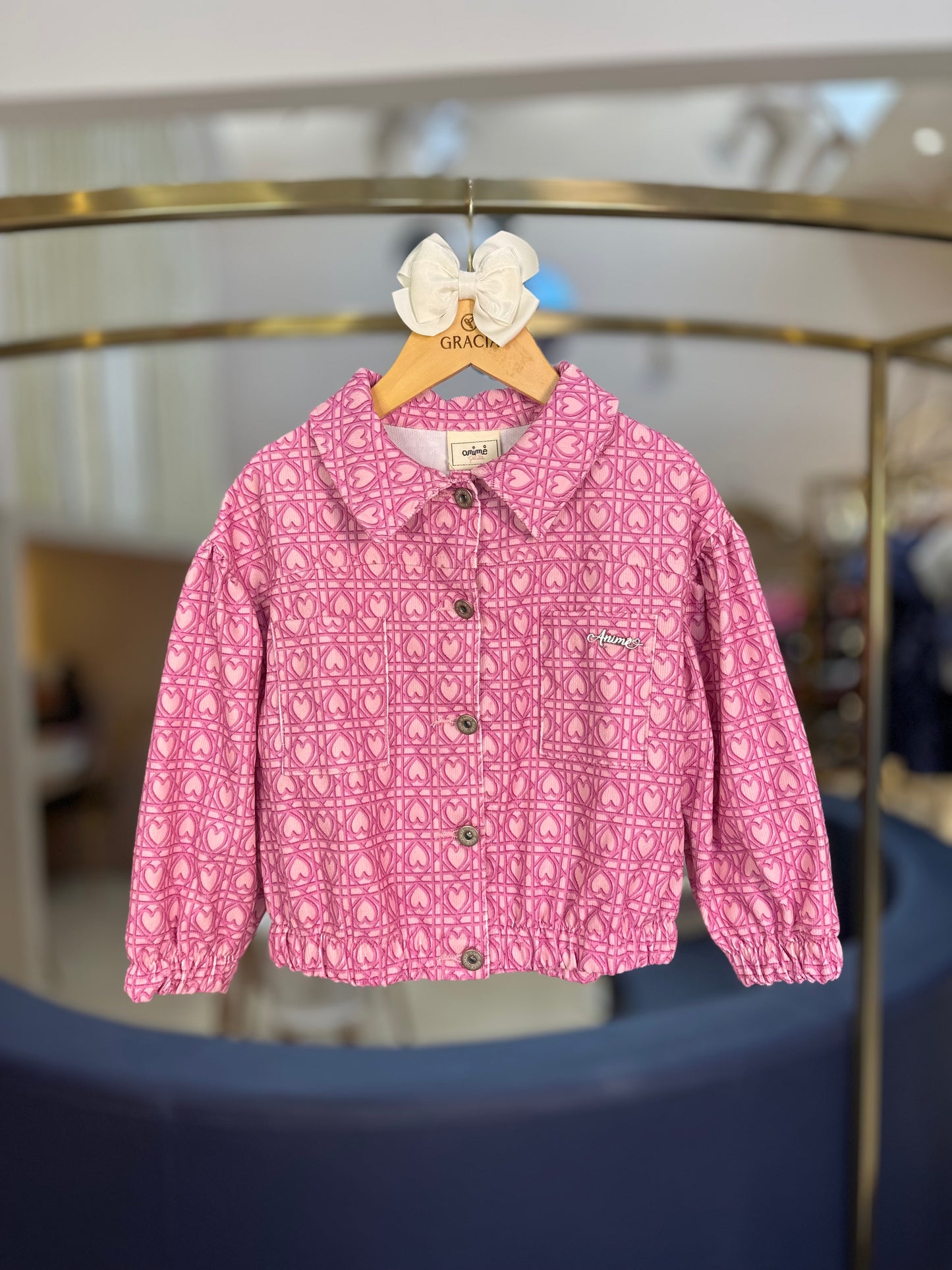 Conjunto Infantil Jaqueta, Blusa e Bermuda Corações Trancados - Animê