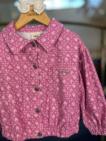 Conjunto Infantil Jaqueta, Blusa e Bermuda Corações Trancados - Animê