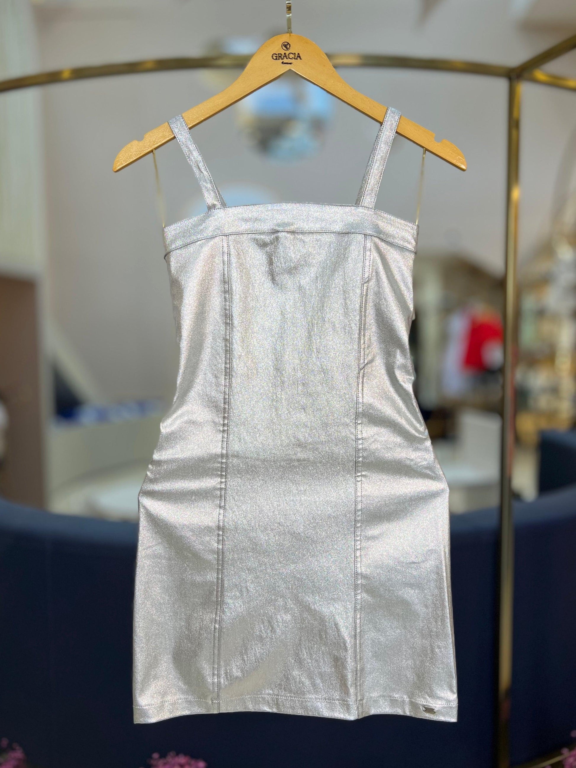 Vestido Metalizado Prata - I Am - Gracia