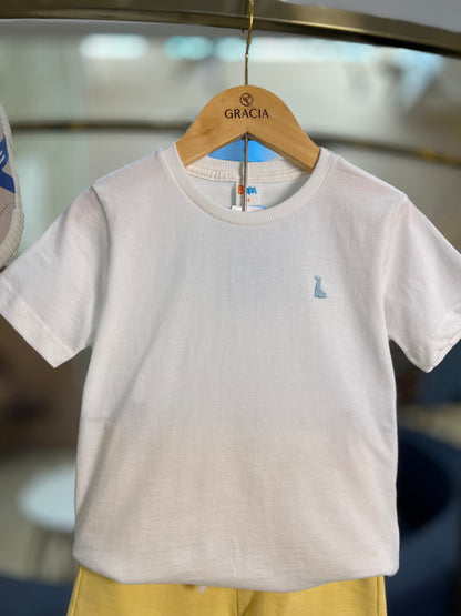 Conjunto Infantil Camiseta Beach e Bermuda Amarela