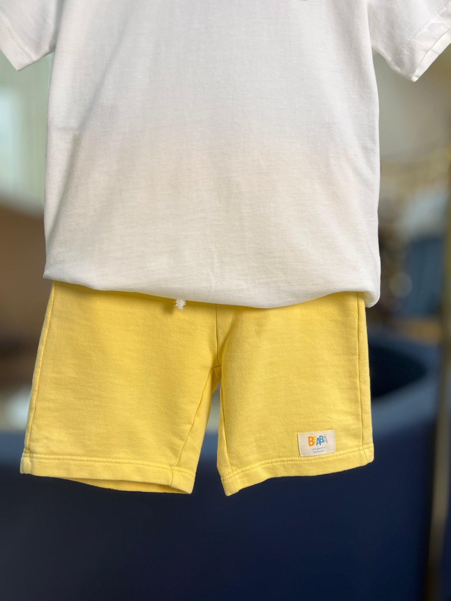 Conjunto Infantil Camiseta Beach e Bermuda Amarela