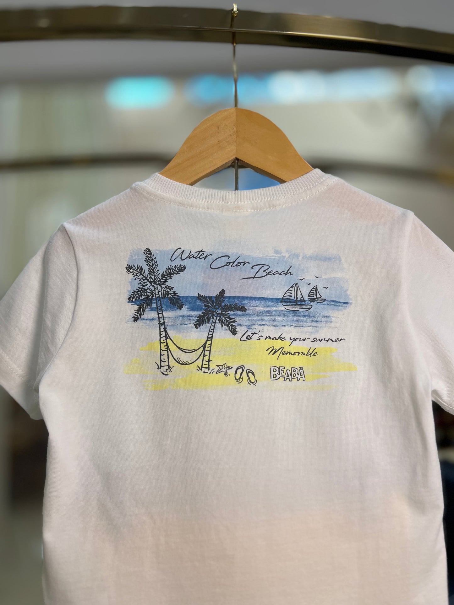 Conjunto Infantil Camiseta Beach e Bermuda Amarela