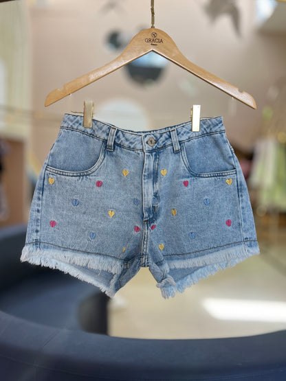 Shorts Jeans Corações Two In