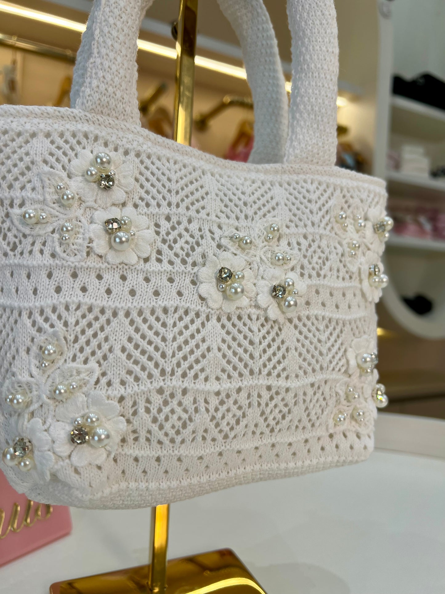 Bolsa Tricot Guipir Bordado Couture - Pituchinhus