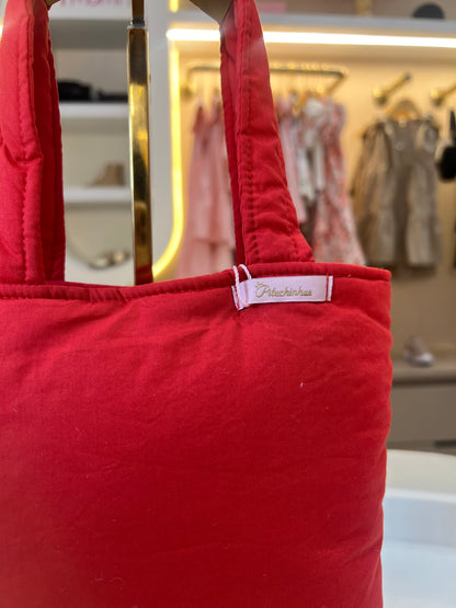 Bolsa Puffer Maxi Laço Bordado Red Pituchinhus