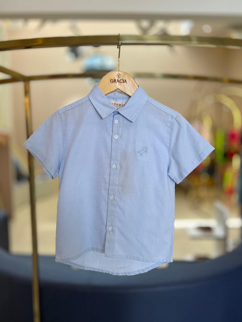 Camisa Infantil MC Oxfordine Azul - Dame