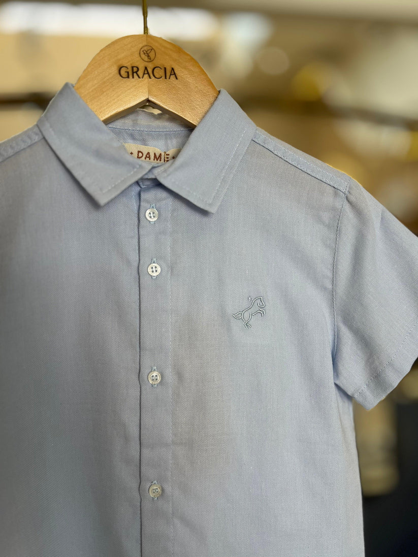 Camisa Infantil MC Oxfordine Azul - Dame
