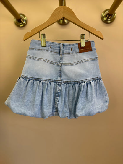Conjunto Infantil Jeans Blusa Country, Colete Bota e Saia Balonê - Animê