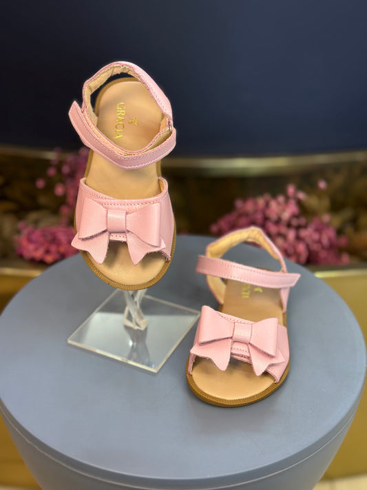 Sandália Infantil Manu Laço Velcro Rosa Perolado - Gracia