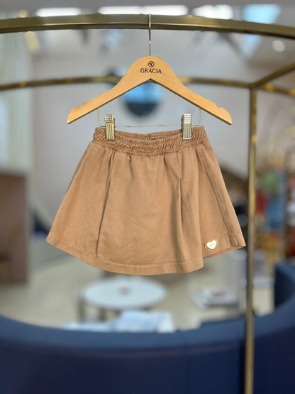 Shorts-saia com Pregas Toffee - Momi - Gracia