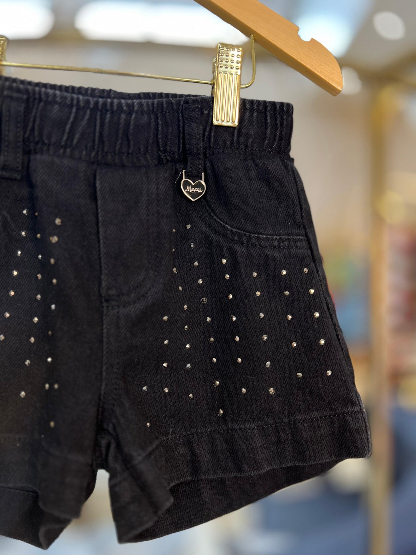 Shorts Jeans Black com Strass - Momi - Gracia