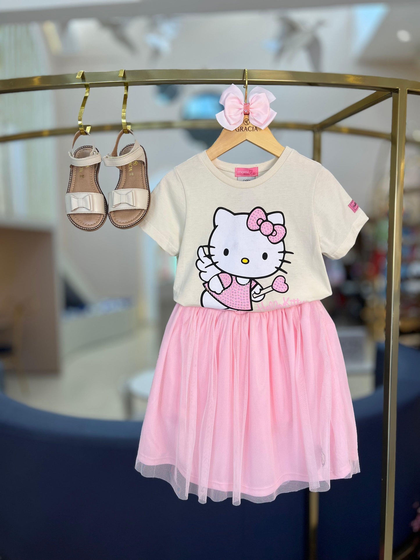 Conjunto Blusa & Saia Rosa Hello Kitty - Momi - Gracia