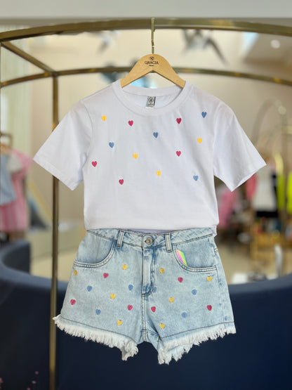 Shorts Jeans Corações Two In