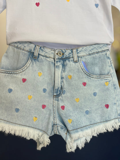 Shorts Jeans Corações Two In