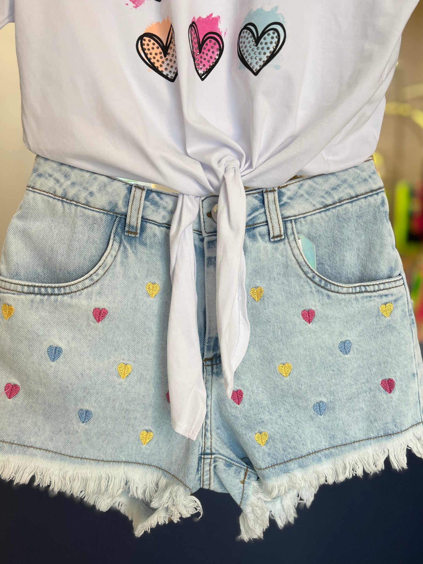 Shorts Jeans Corações Two In