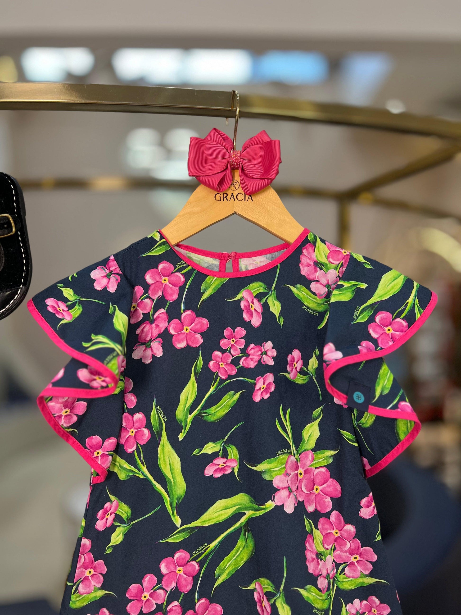 Vestido Jumper Marinho Flores - 1+1 - Gracia