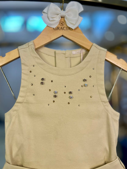Vestido Bege Strass & Bolsa - Petit Cherie - Gracia