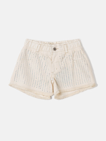 Shorts de sarja com strass Animê